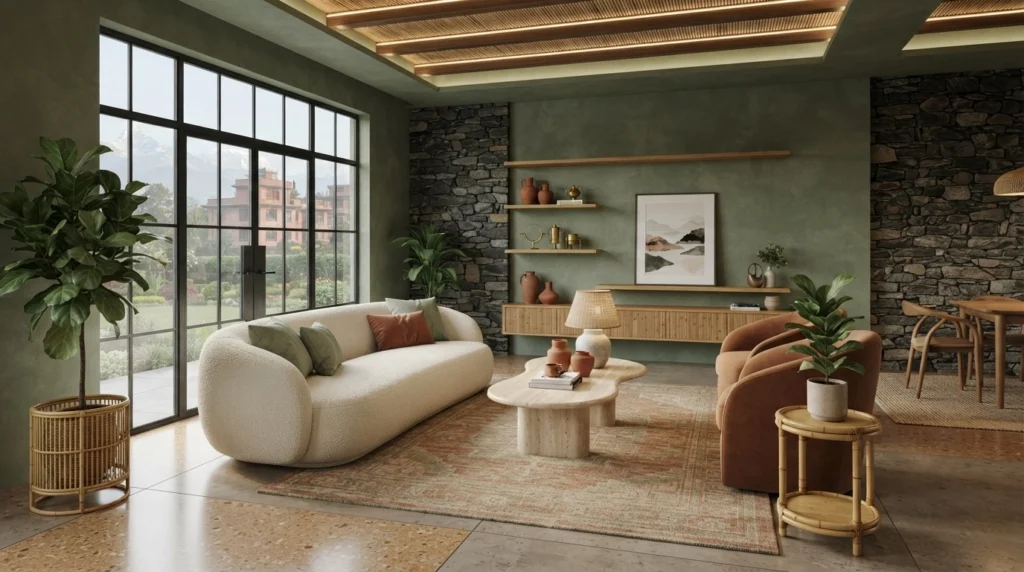 Contemporary Design with Earthy Tones and Natural Textures